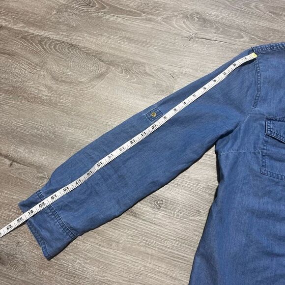 Michael Denim Chambray Zip Front Top Women’s PM - Picture 5 of 16